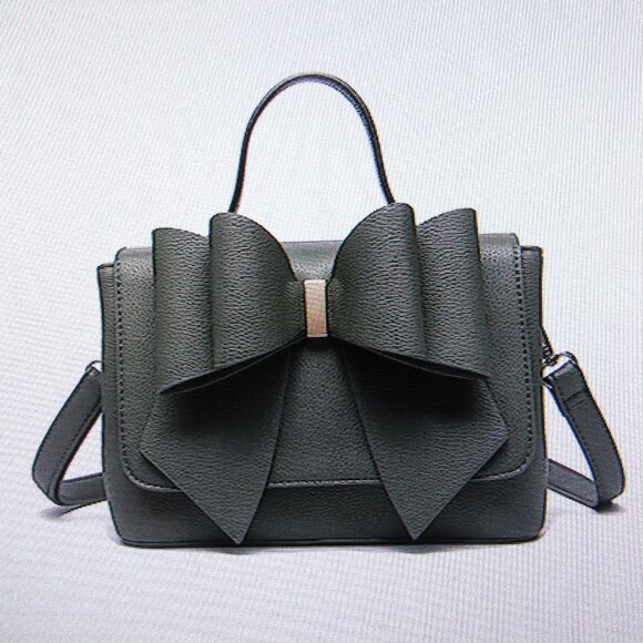 NEW MACY'S BAG OLIVE GREEN BOW BAG,  LONG STRAP AND SHORT STRAP - Picture 1 of 7